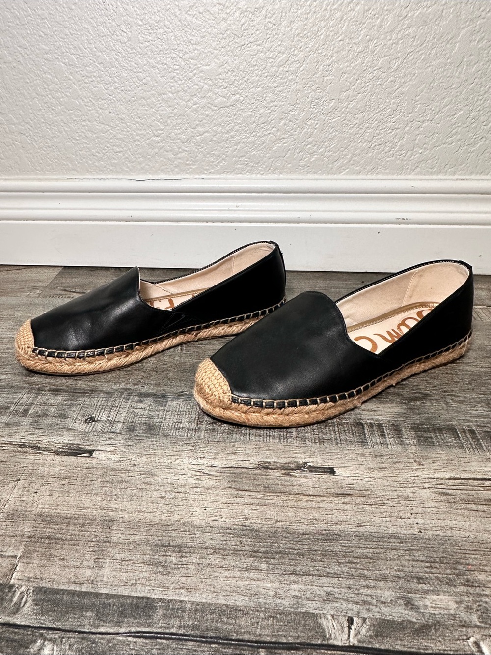 Sam Edelman Black Leather Espadrille Flats